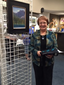 Contact Carla J Griffin : Carla's Blog : About Carla J Griffin : Press : Image of artist Carla J Griffin with her painting "Emerald Lake", winner of a Pastel Society of Oregon award in 2015